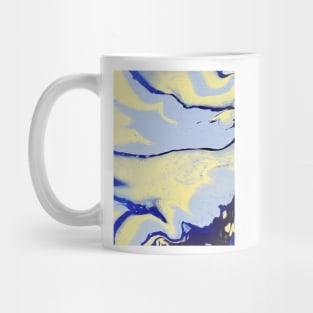 Light blue, blue, yellow acrylic pour Mug